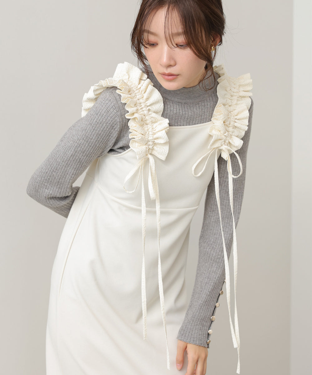 イージージョーゼットショルダーギャザーワンピース