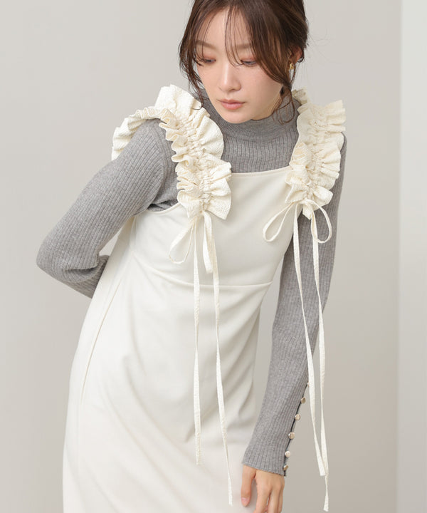 イージージョーゼットショルダーギャザーワンピース