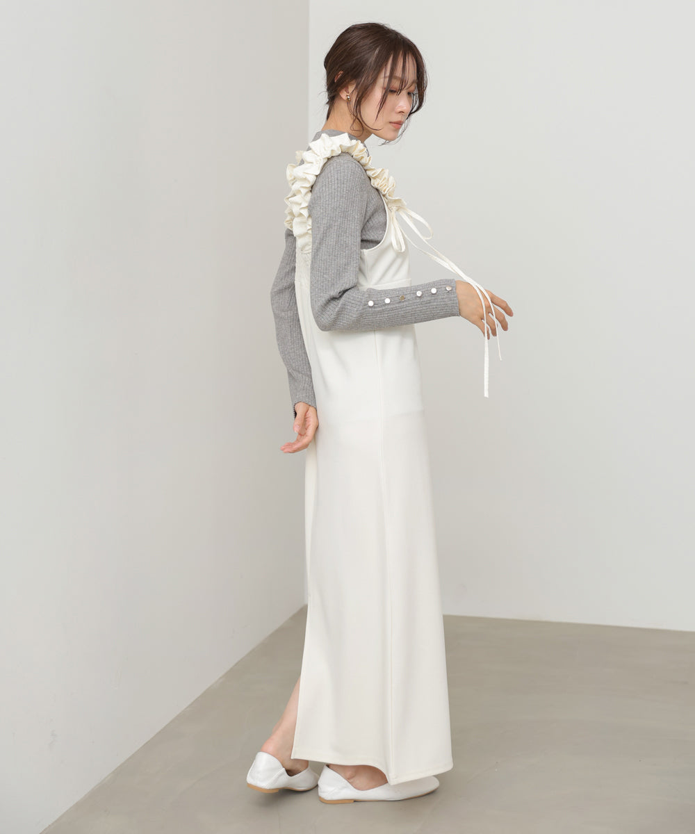 イージージョーゼットショルダーギャザーワンピース