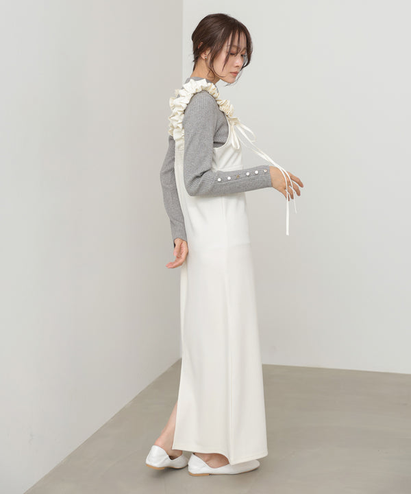 イージージョーゼットショルダーギャザーワンピース