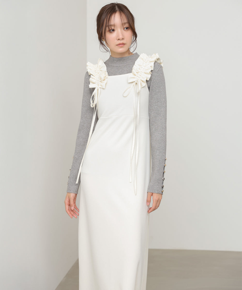 イージージョーゼットショルダーギャザーワンピース