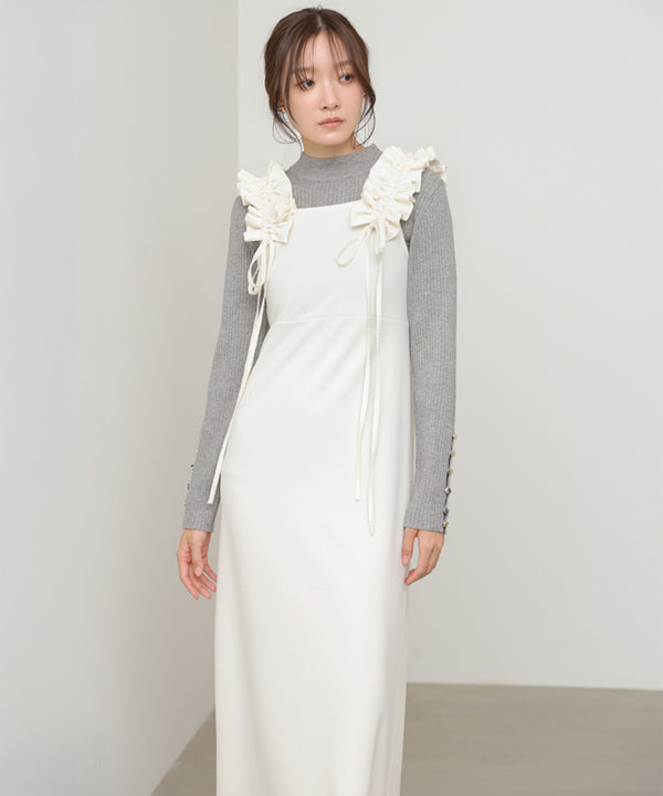 イージージョーゼットショルダーギャザーワンピース