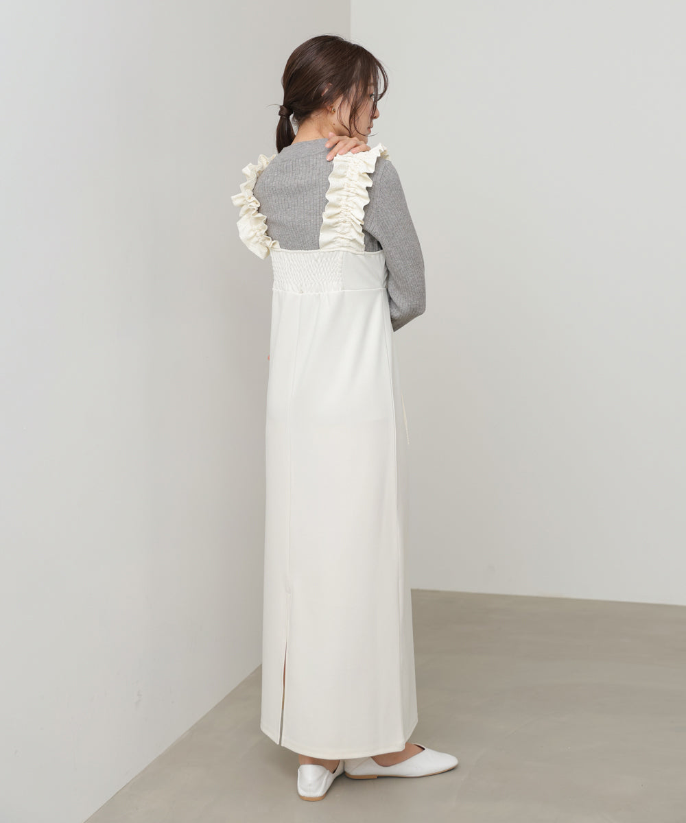 イージージョーゼットショルダーギャザーワンピース