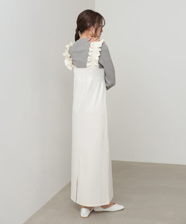 イージージョーゼットショルダーギャザーワンピース