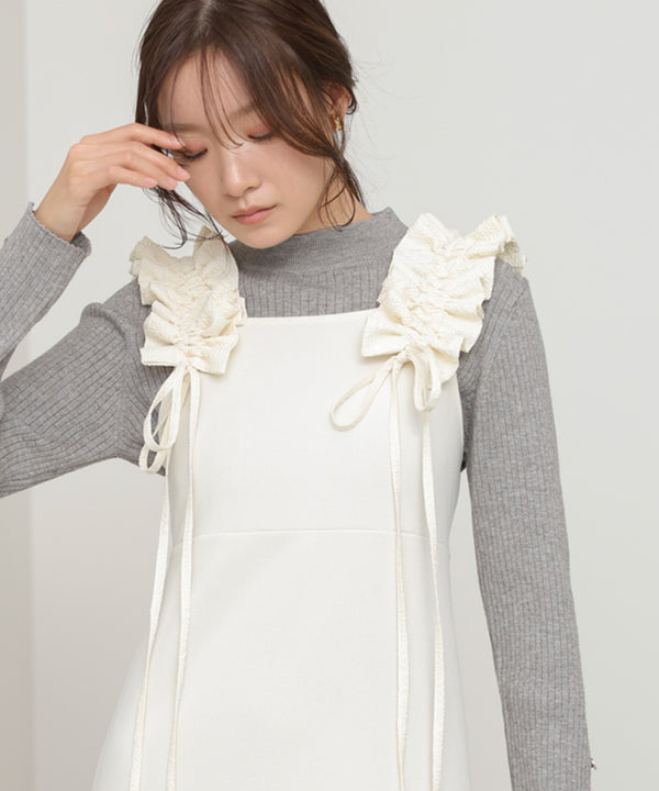 イージージョーゼットショルダーギャザーワンピース