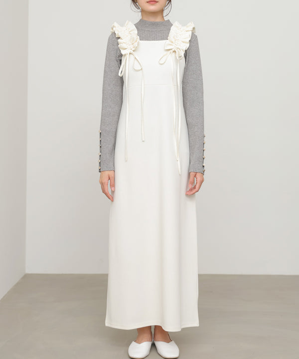 イージージョーゼットショルダーギャザーワンピース