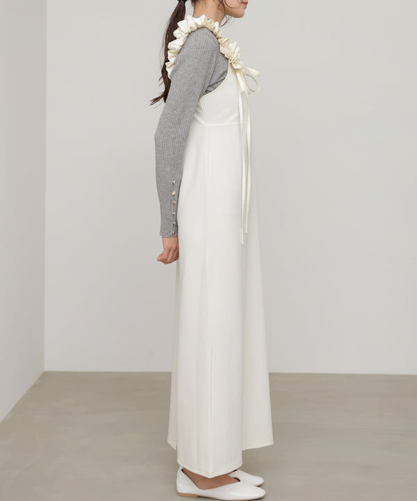 イージージョーゼットショルダーギャザーワンピース