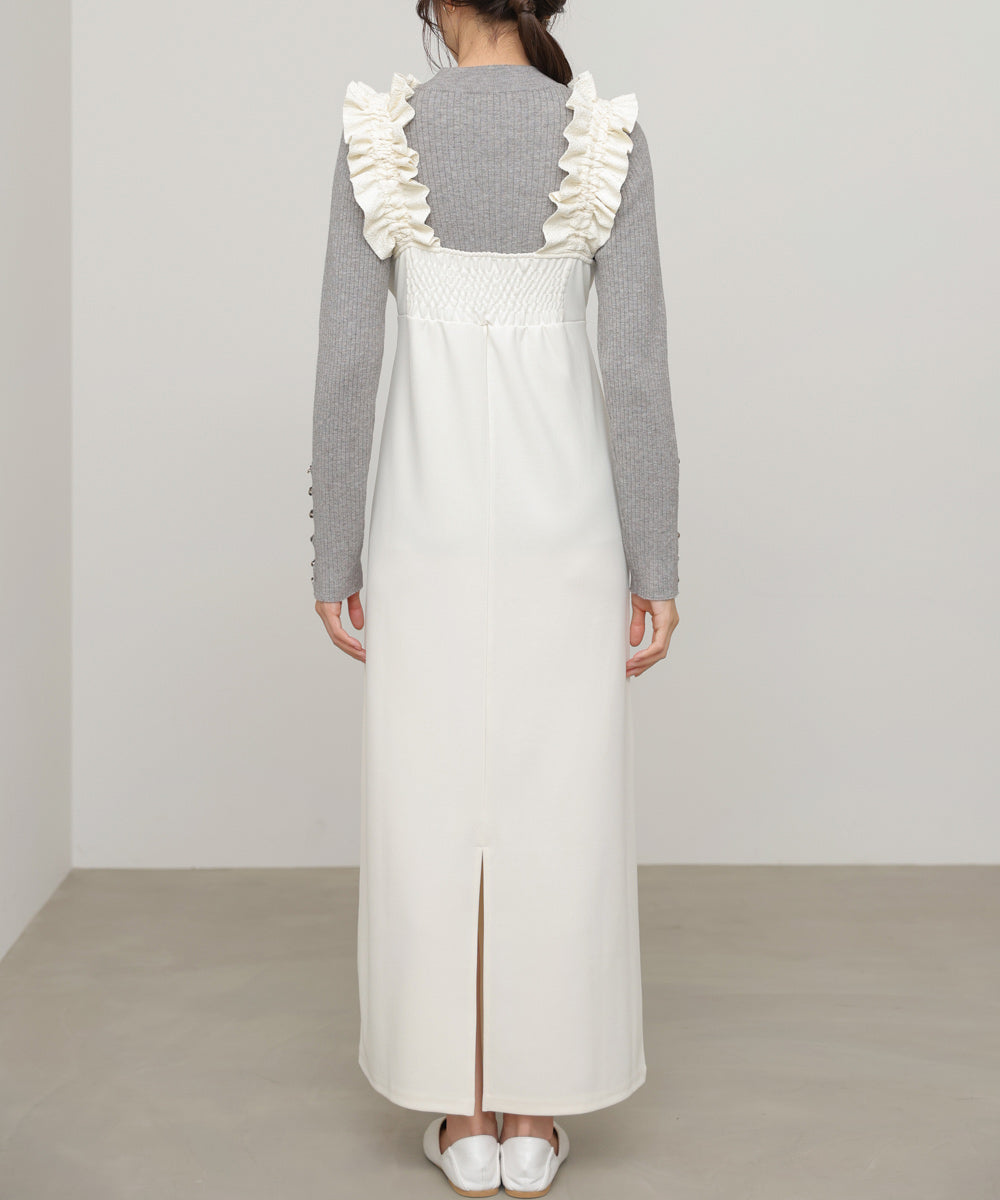 イージージョーゼットショルダーギャザーワンピース