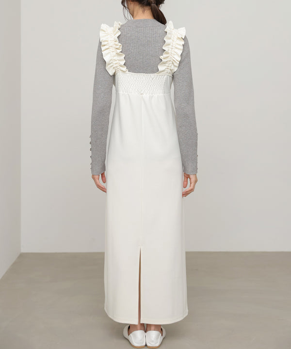 イージージョーゼットショルダーギャザーワンピース