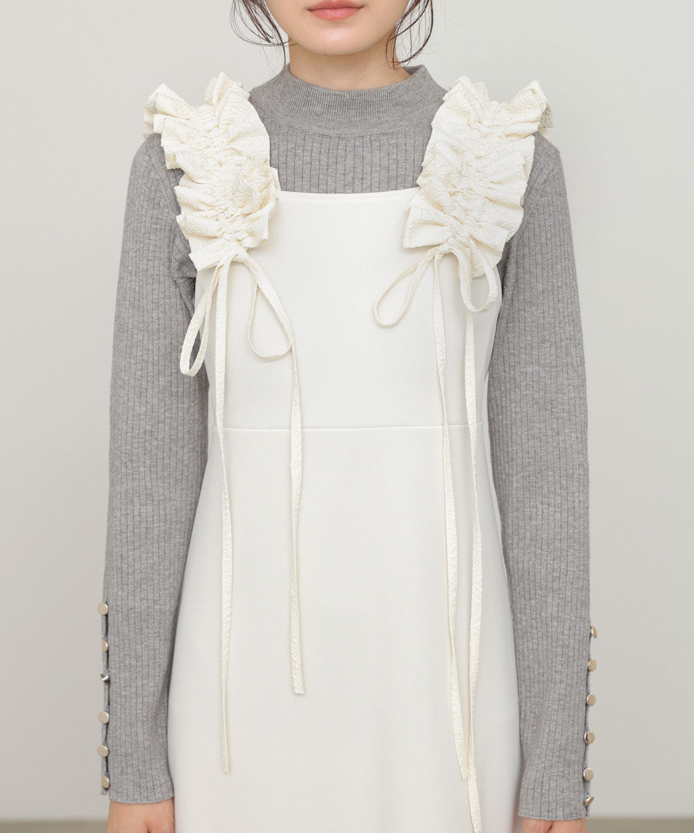 イージージョーゼットショルダーギャザーワンピース