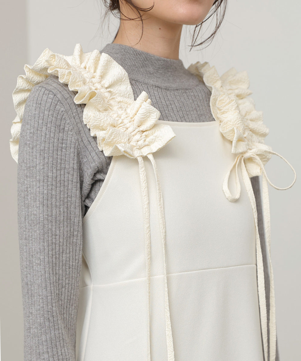 イージージョーゼットショルダーギャザーワンピース