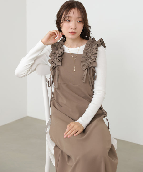 イージージョーゼットショルダーギャザーワンピース