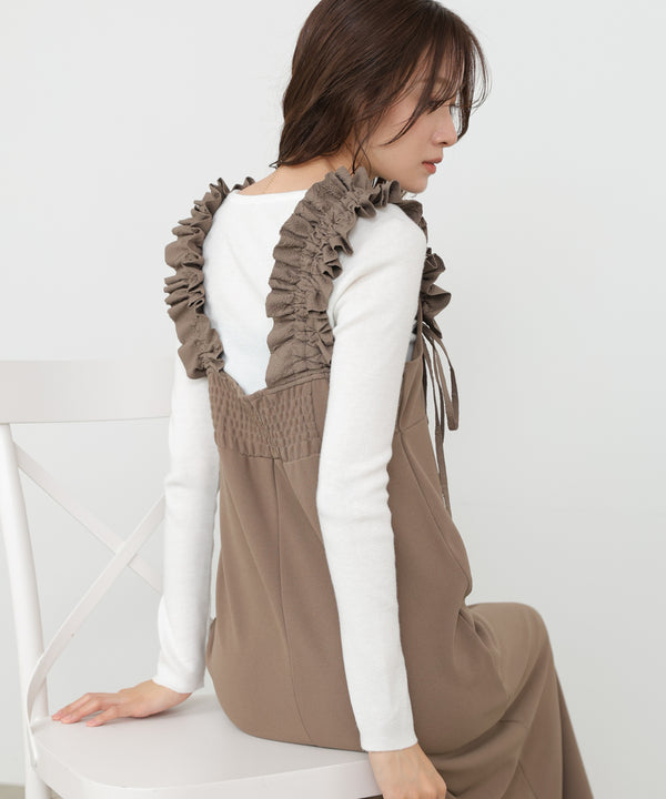 イージージョーゼットショルダーギャザーワンピース