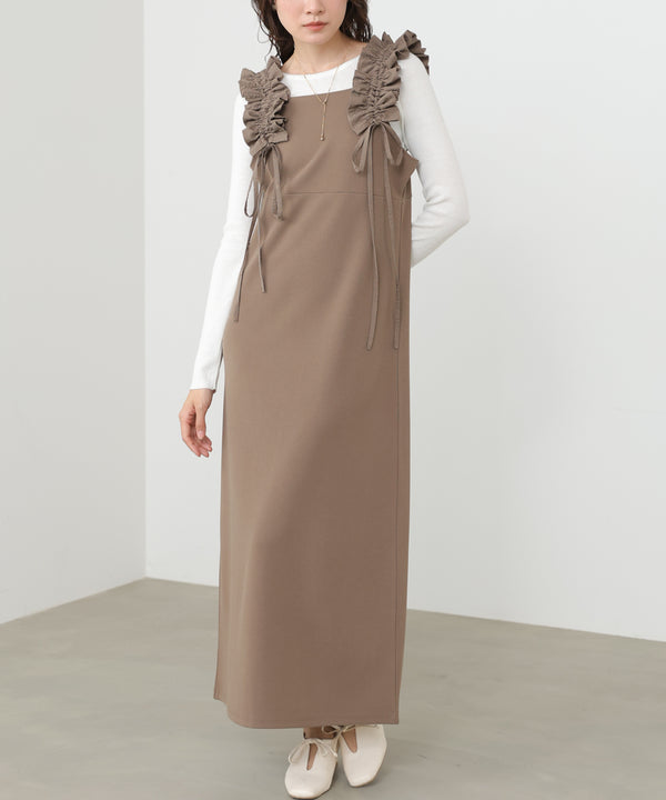 イージージョーゼットショルダーギャザーワンピース