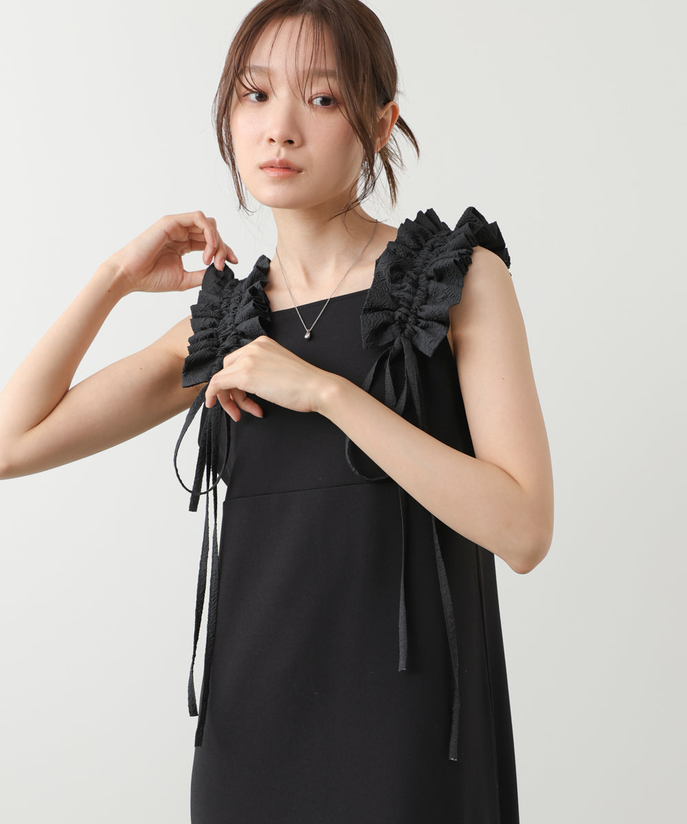 イージージョーゼットショルダーギャザーワンピース