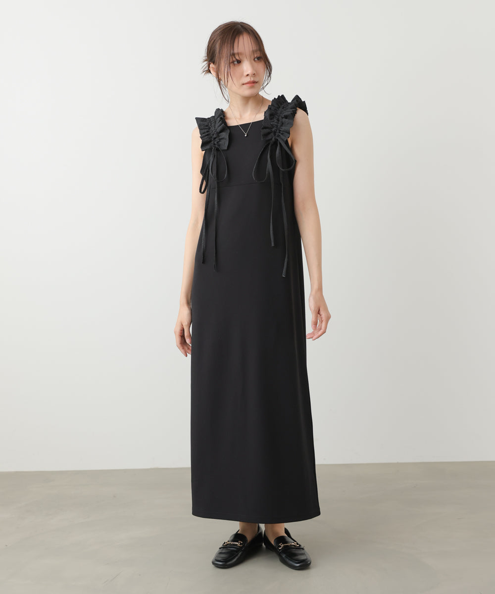 イージージョーゼットショルダーギャザーワンピース