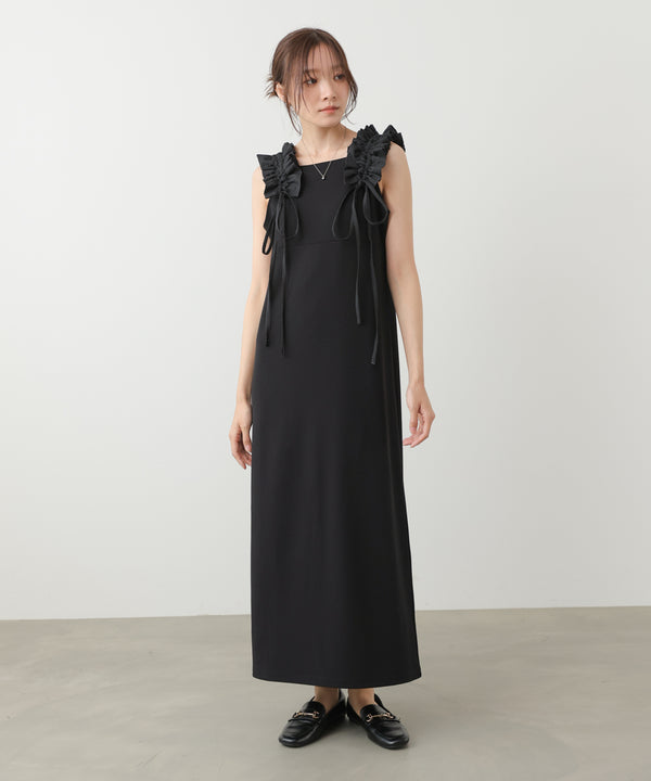 イージージョーゼットショルダーギャザーワンピース