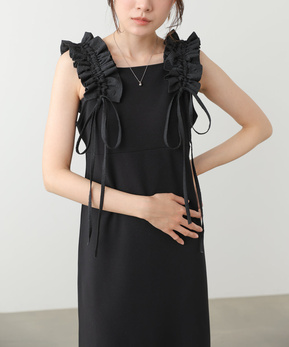 イージージョーゼットショルダーギャザーワンピース