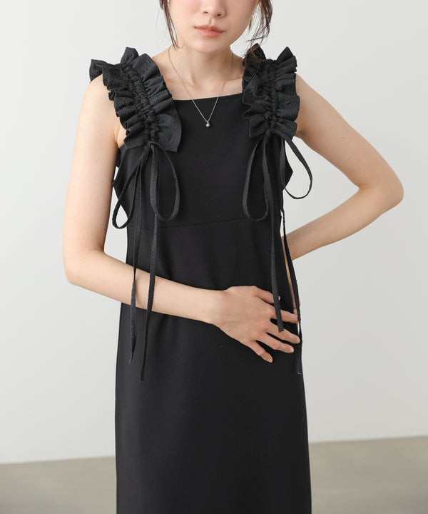 イージージョーゼットショルダーギャザーワンピース