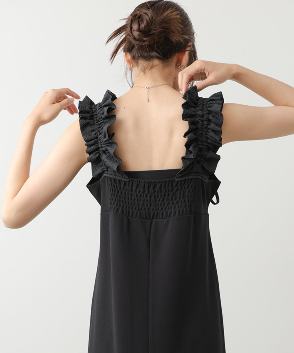 イージージョーゼットショルダーギャザーワンピース