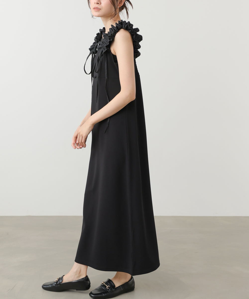 イージージョーゼットショルダーギャザーワンピース