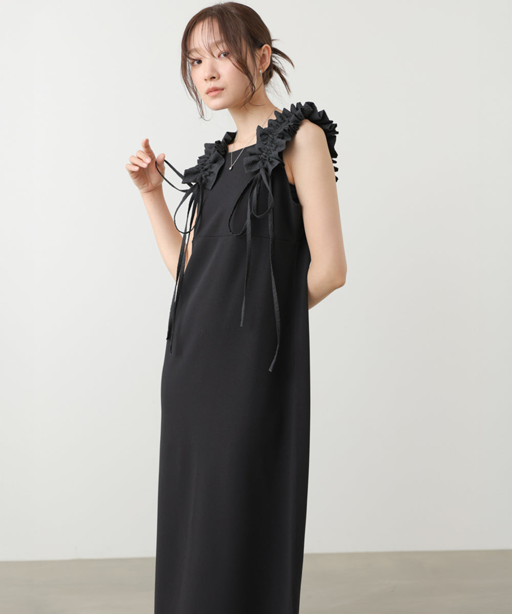 イージージョーゼットショルダーギャザーワンピース