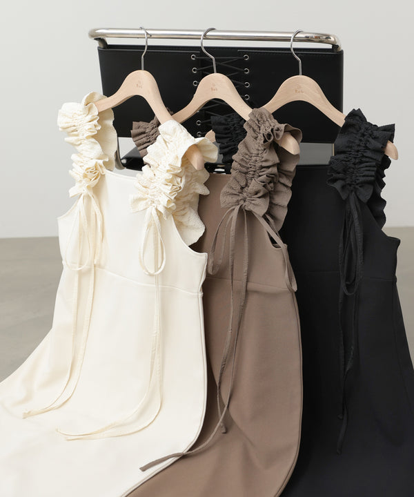 イージージョーゼットショルダーギャザーワンピース