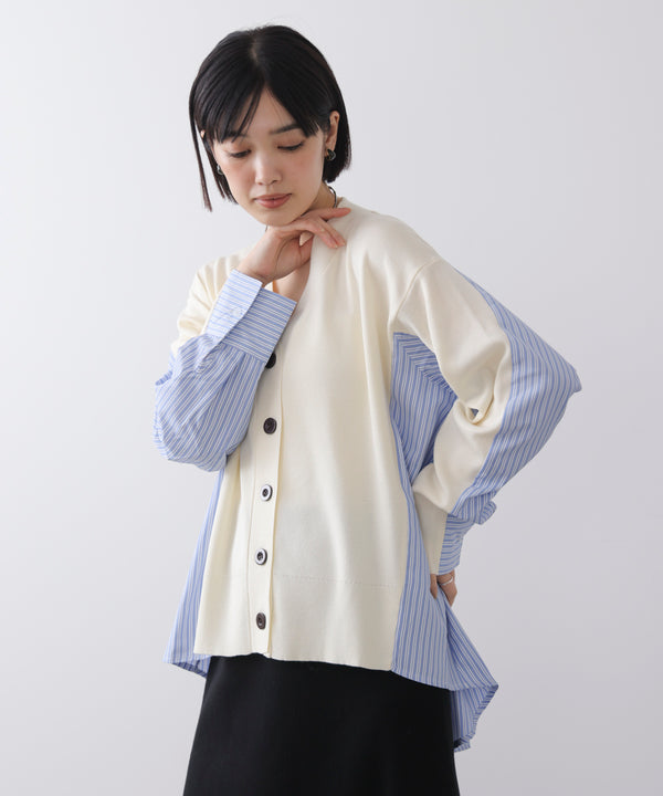 布帛切替ニットカーディガン