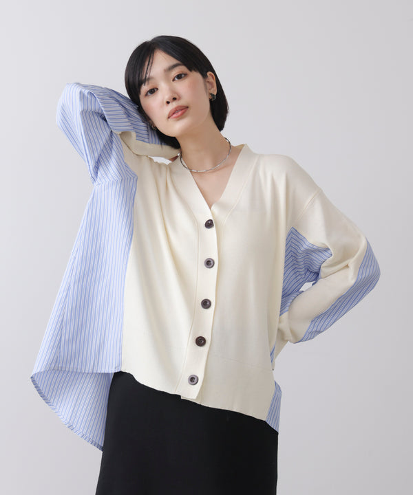 布帛切替ニットカーディガン