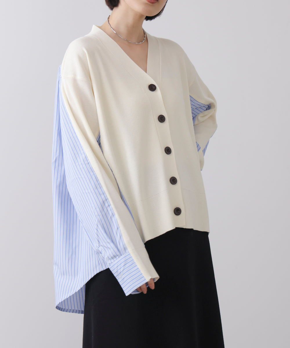 布帛切替ニットカーディガン