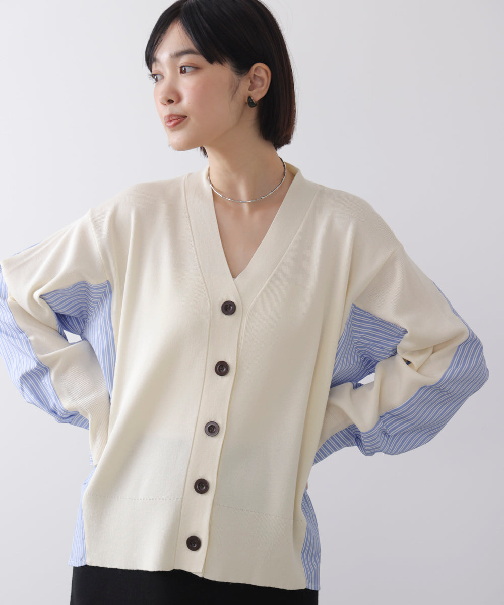 布帛切替ニットカーディガン