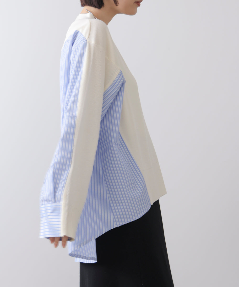 布帛切替ニットカーディガン