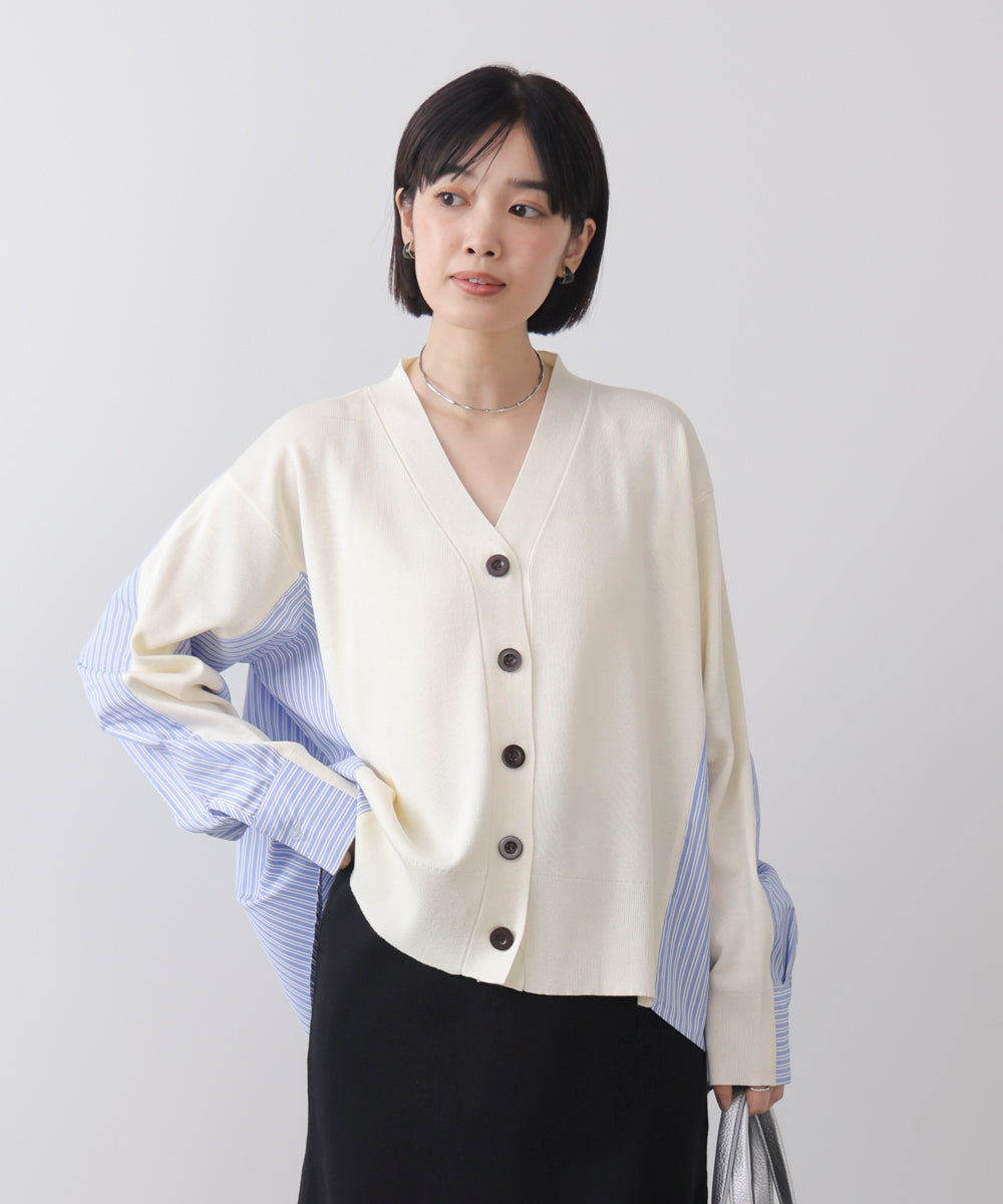 布帛切替ニットカーディガン