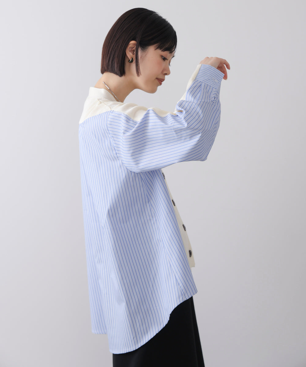 布帛切替ニットカーディガン