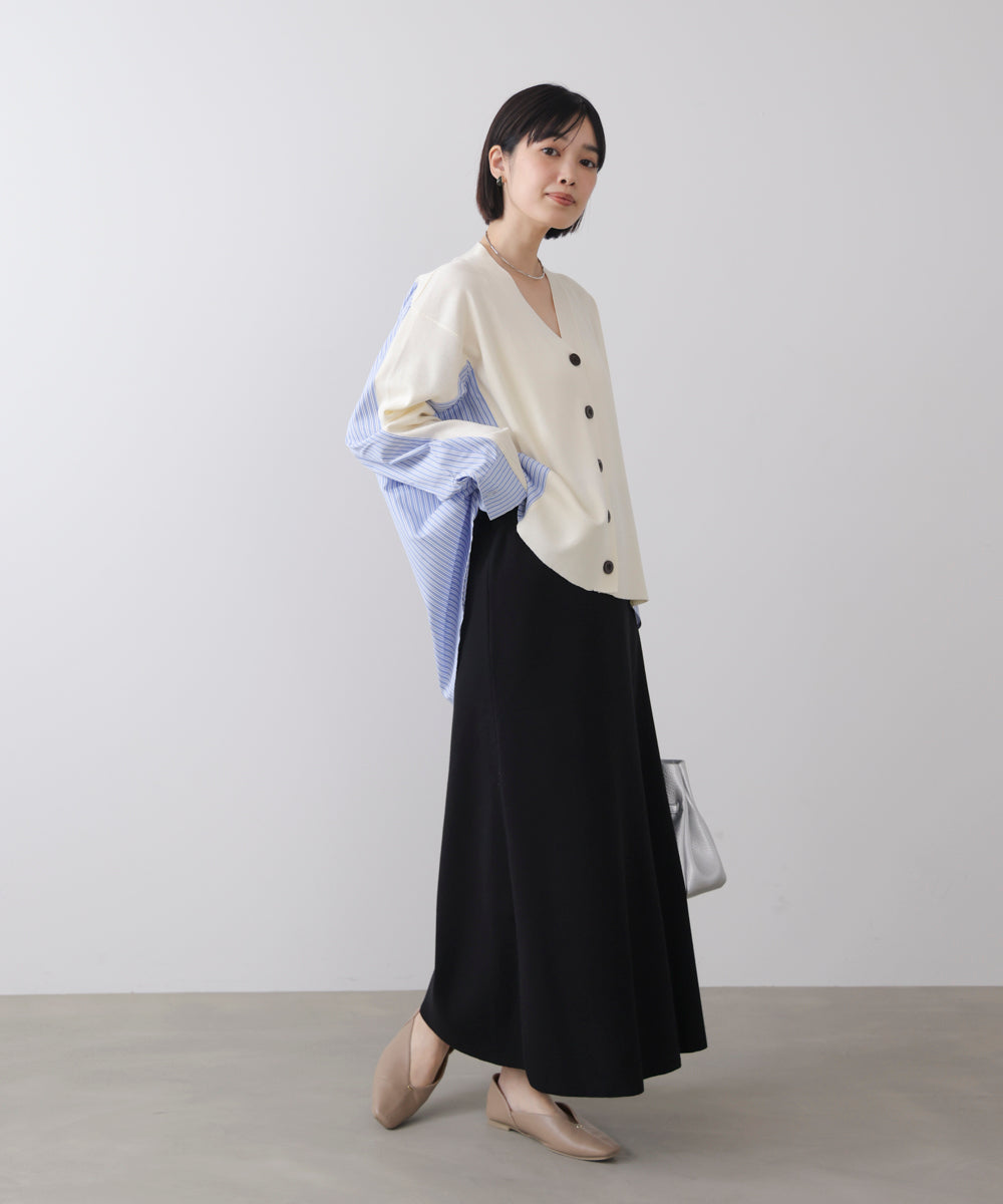 布帛切替ニットカーディガン