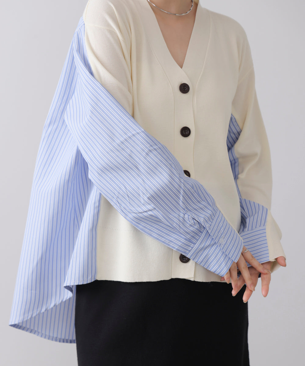 布帛切替ニットカーディガン