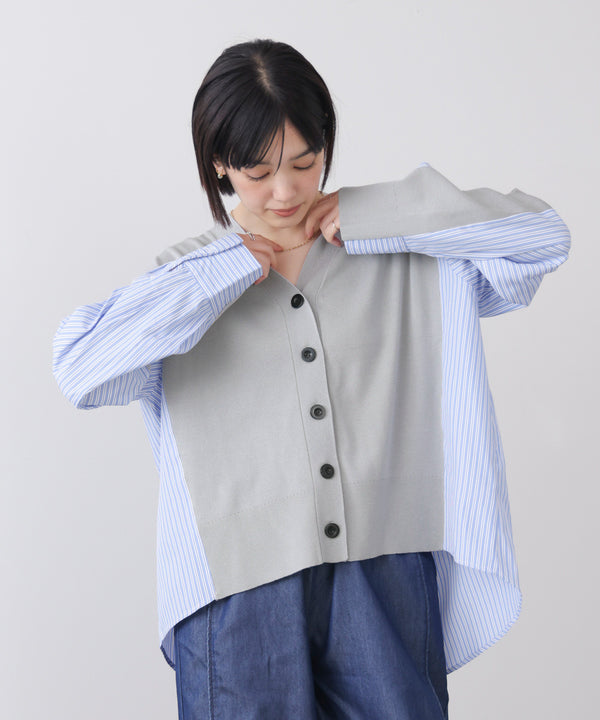 布帛切替ニットカーディガン