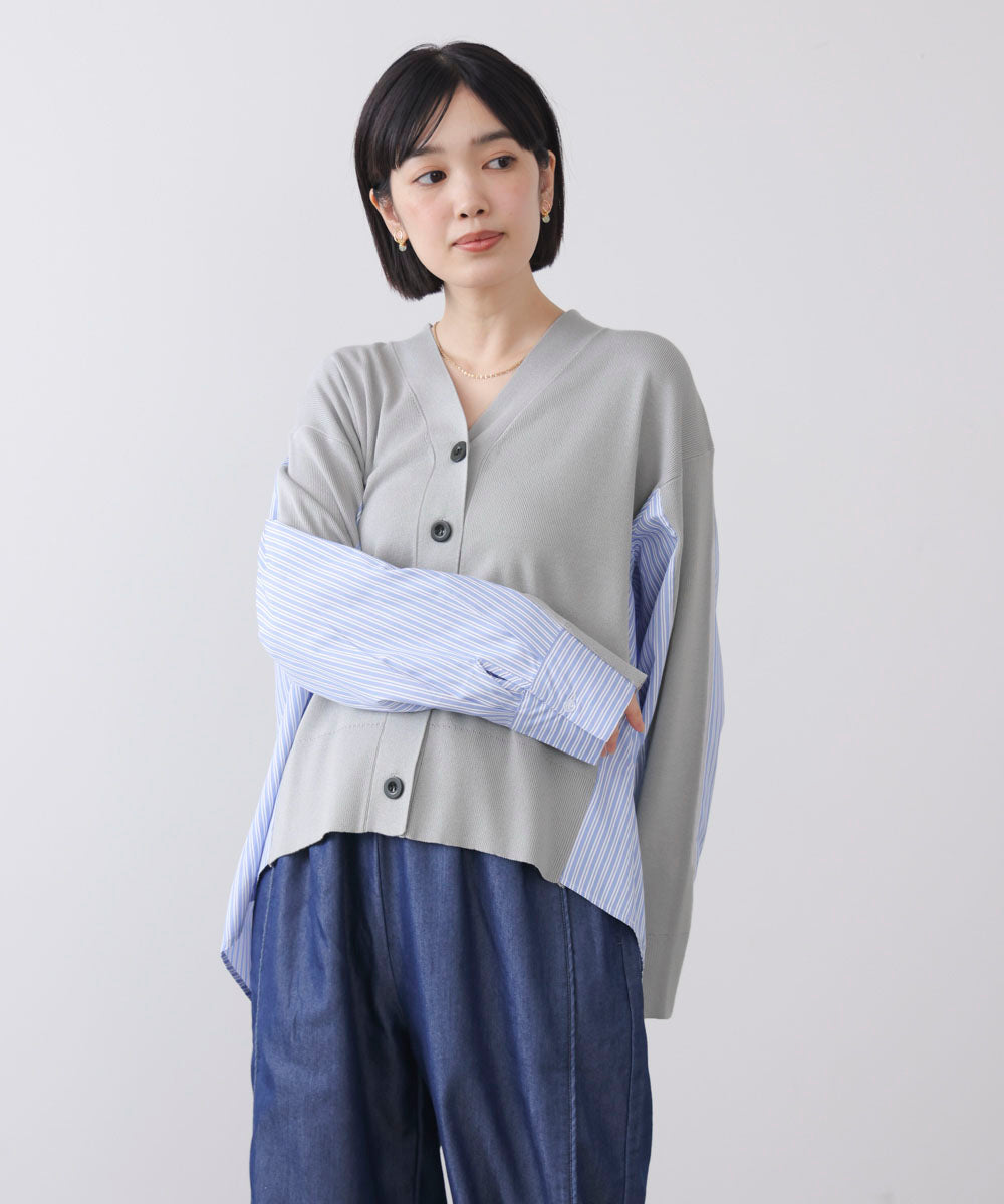 布帛切替ニットカーディガン