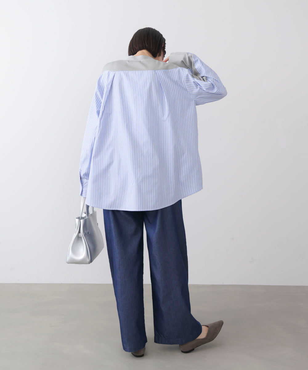 布帛切替ニットカーディガン