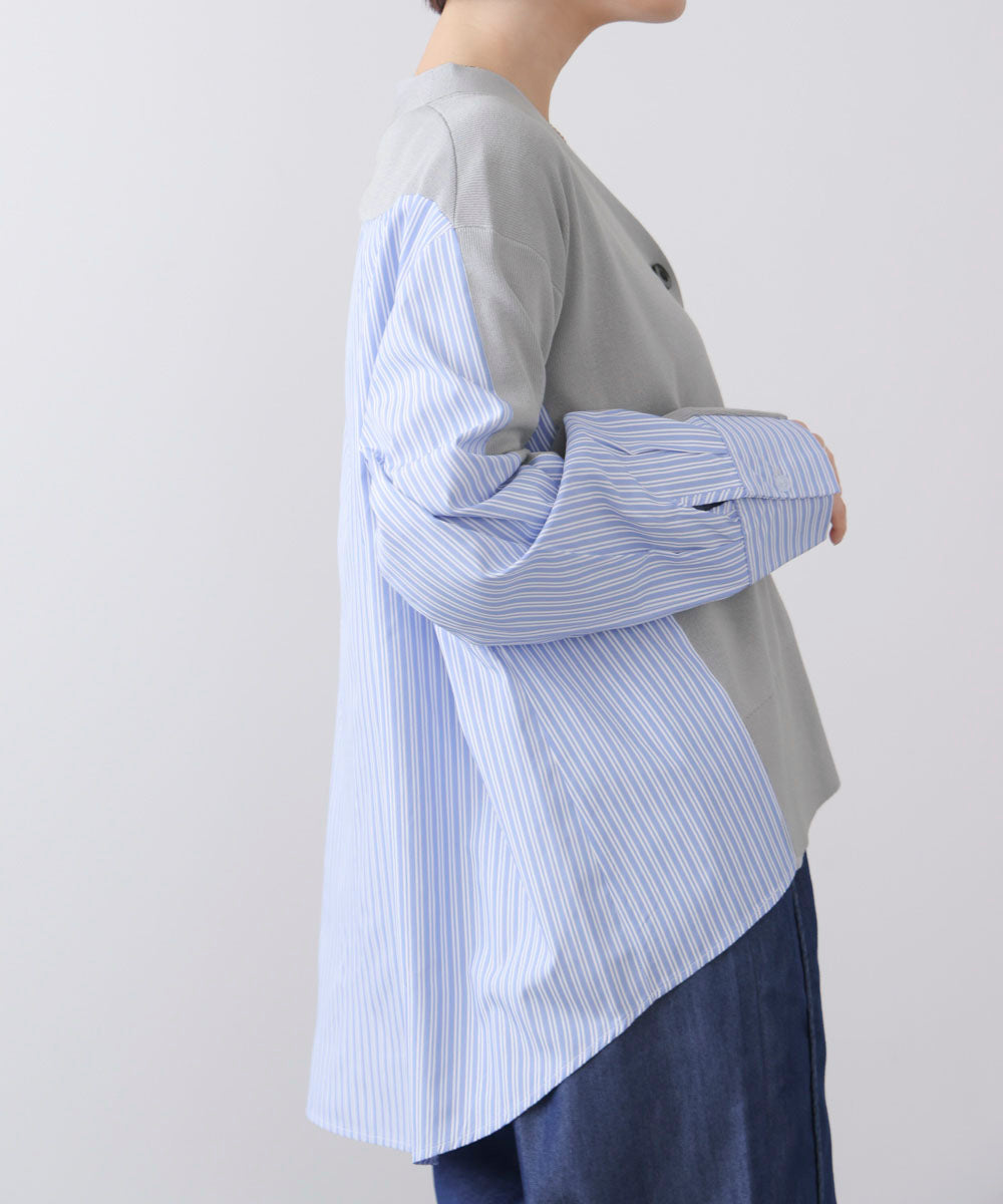 布帛切替ニットカーディガン