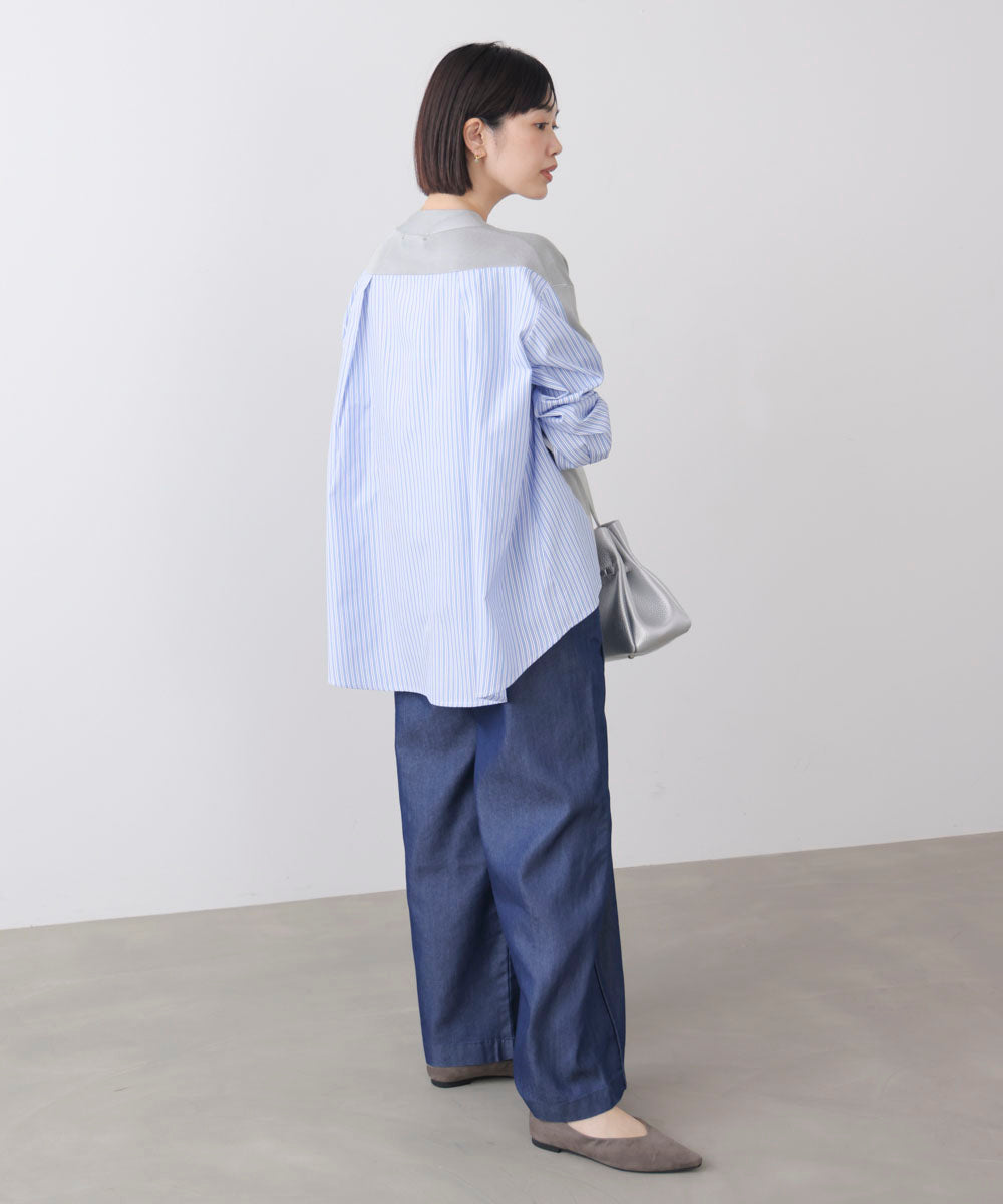 布帛切替ニットカーディガン