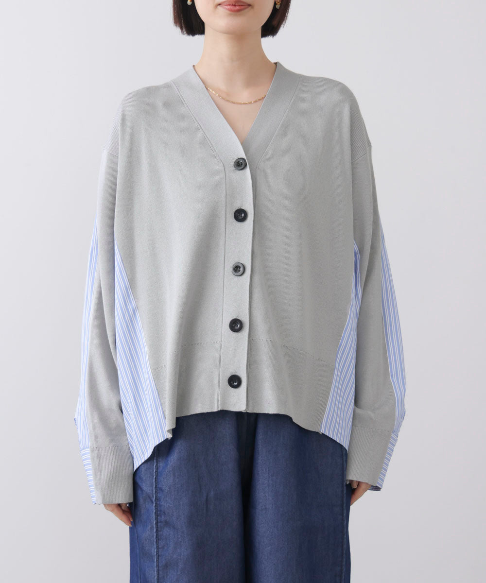 布帛切替ニットカーディガン