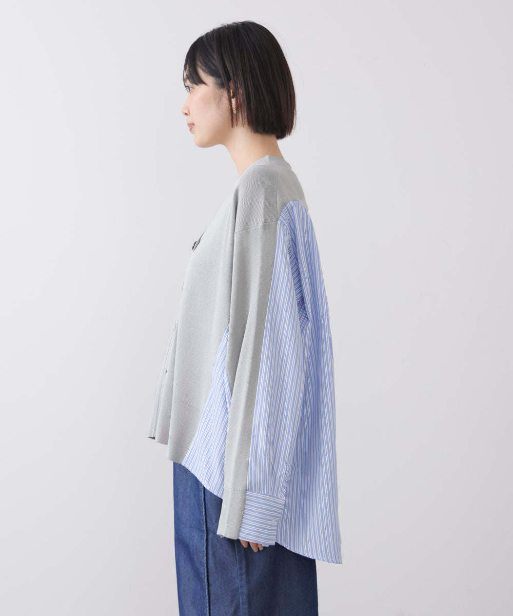 布帛切替ニットカーディガン