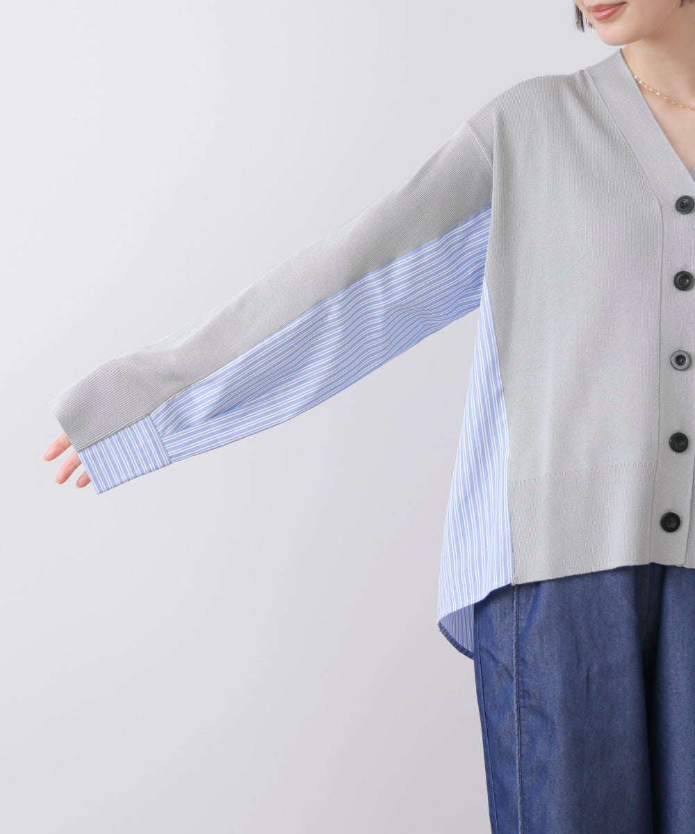 布帛切替ニットカーディガン