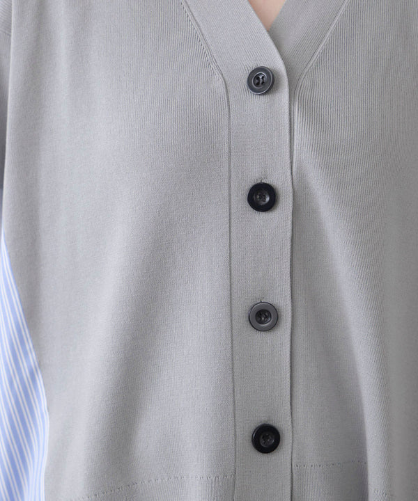 布帛切替ニットカーディガン