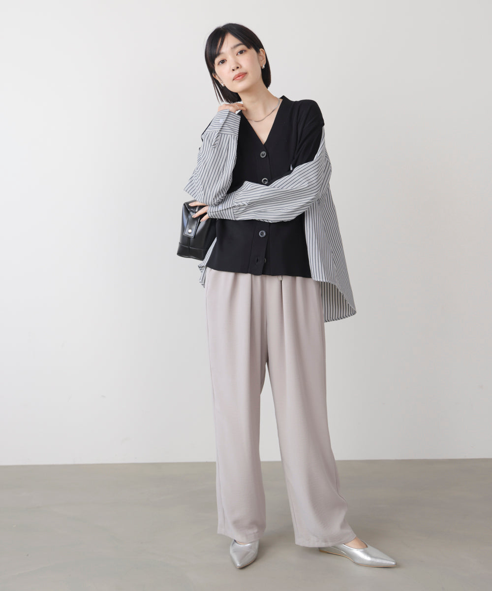 布帛切替ニットカーディガン