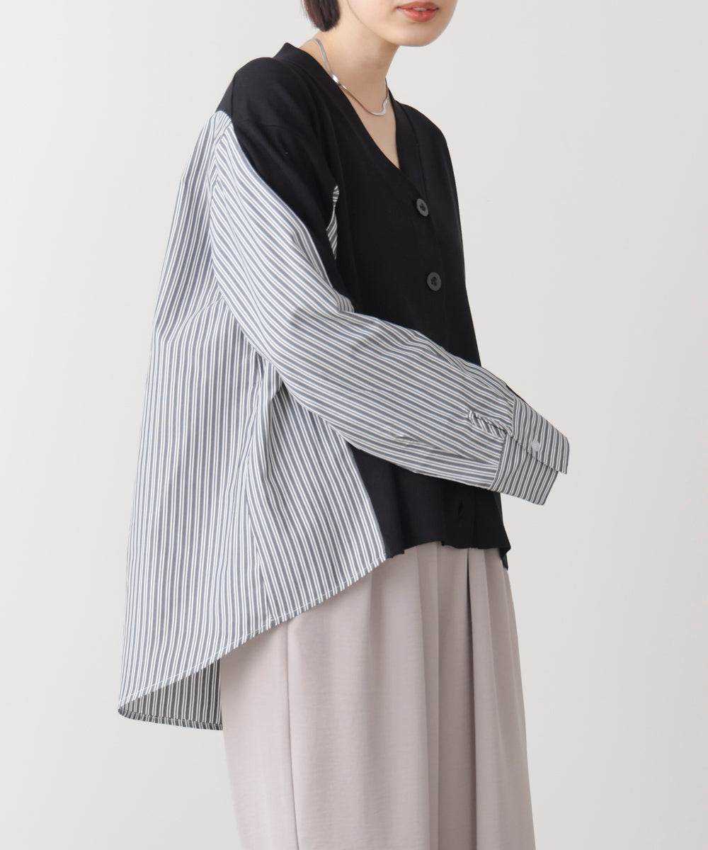 布帛切替ニットカーディガン