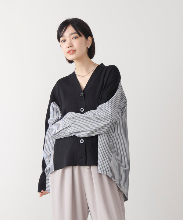 布帛切替ニットカーディガン