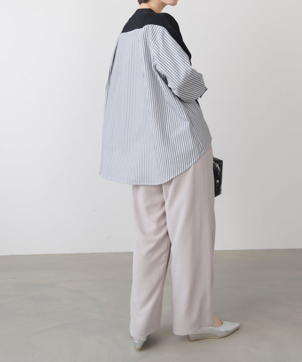 布帛切替ニットカーディガン