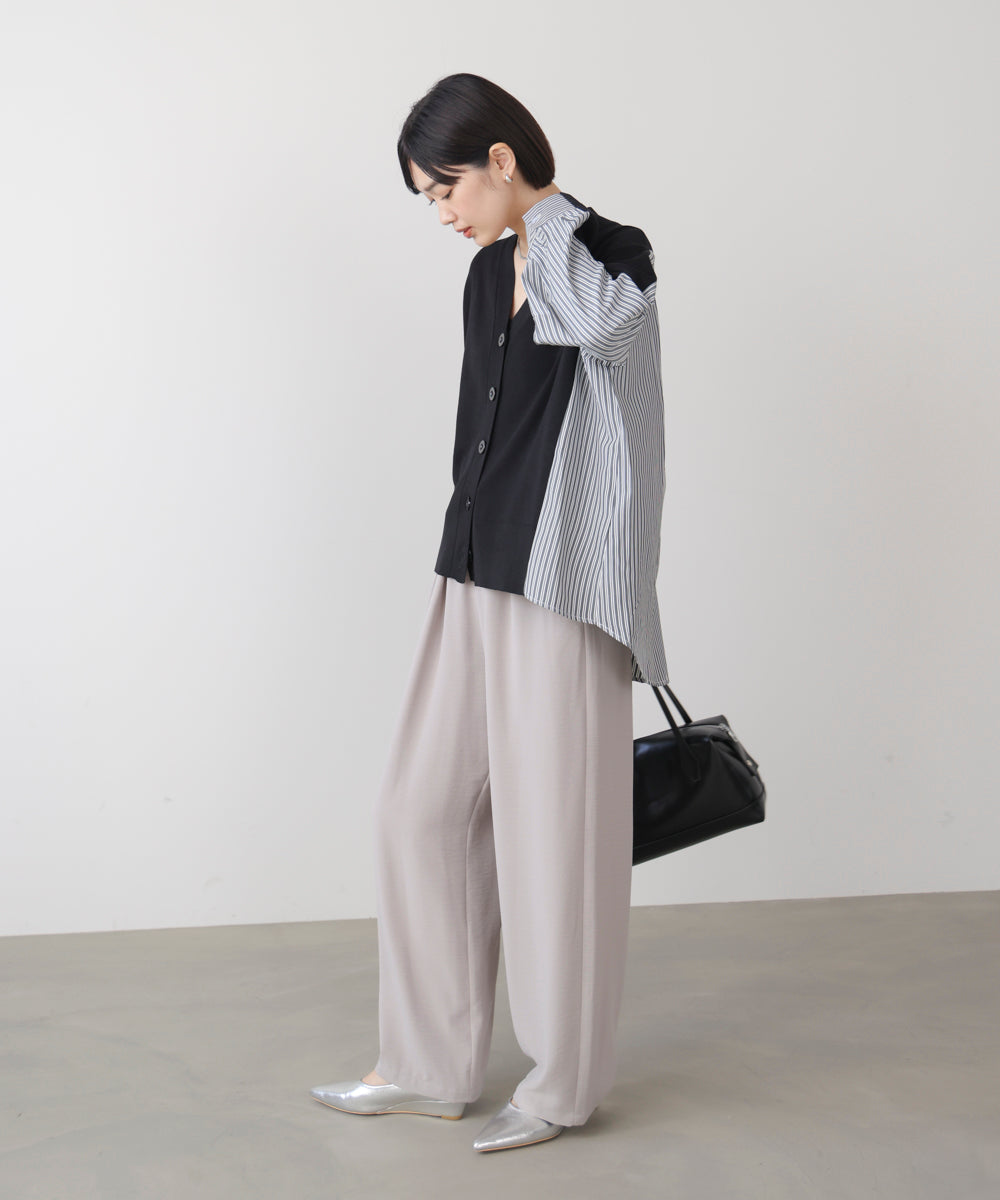 布帛切替ニットカーディガン